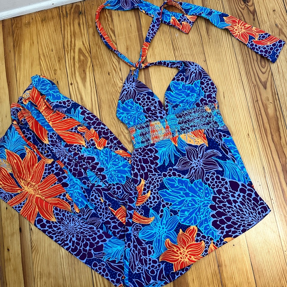 Colorful Floral Halter Jumpsuit